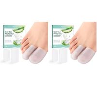 Welnove 12 Pcs Gel Toe Protector Big Toe Cap - Relief for Missing or Ingrown Toenails, Corns, Calluses, Blisters, Hammer Toes, Reduce Friction, Protect Big Toe (4L + 8M, Clear) (Pack of 2)