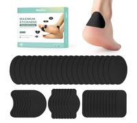 Welnove 48 Pcs Moleskin for Feet, Adhesive Moleskin Tapes for Callus Blister Prevention, Foot Pads, Mole Skin Paddings for Instant Protection from Rubbing, Skin Tape Stickers, 4 Shapes, Black