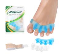 Welnove 6 Pack - Toe Separator - Toe Straightener - Bunion Corrector for Women Men Overlapping Toes - Toe Spacers for Nighttime, Running & Yoga Practice（2*Blue+2*White+2 Count ）