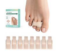Welnove 8 Pack of Hammer Toe Straightener, Hammer Toe Splints, Toe Cushioned Bandages, Toe Corrector for Overlapping Toes, Toe Splints for Crooked Toes, Curled Toes, Bent Toes - (Large, Beige)