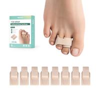 Welnove 8 Pack of Hammer Toe Straightener, Hammer Toe Splints, Toe Cushioned Bandages, Toe Corrector for Overlapping Toes, Toe Splints for Crooked Toes, Curled Toes, Bent Toes - (Small, Beige)
