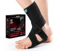 Welnove Drop Foot Brace for Walking - (2 Pack)AFO Ankle Brace with Arch Support, Relieve the Instability of Lower Limbs by Foot Drop, MS, TBI, Spinal Cord Injury, Cerebral Palsy (Left & Right, Black)