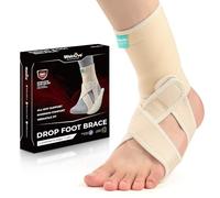 Welnove Drop Foot Brace for Walking - (2 Pack)AFO Ankle Brace with Arch Support, Relieve the Instability of Lower Limbs by Foot Drop, MS, TBI, Spinal Cord Injury, Cerebral Palsy (Left & Right, Beige)
