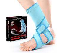 Welnove Drop Foot Brace for Walking - (2 Pack) AFO Ankle Brace with Arch Support, Relieve the Instability of Lower Limbs by Foot Drop, MS, TBI, Spinal Cord Injury, Cerebral Palsy (Right,Blue)