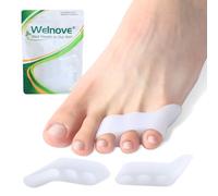 Welnove Gel Pinky Toe Separators - 4 Pcs Silicone Tailor's Bunion Pads & Cushions for Women and Men, Relieve Little Toe Pressure and Prevent Rubbing (White)