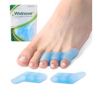 Welnove Gel Pinky Toe Separators - 8 Pack Little Toe Separators for Overlapping Toes, Toe Spacers for Women＆Men, Bunion Cushions Pads, Silicone Toe Protectors Preventing Rubbing (Blue)