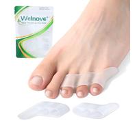 Welnove Gel Pinky Toe Separators - 8 Pack Pinky Toe Spacers for Women＆Men, Bunion Cushions Pads, Silicone Little Toe Protectors for Overlapping Toes, Preventing Rubbing & Relieve Pressure(Clear)