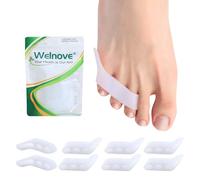 Welnove Gel Pinky Toe Separators - 8 Pack Pinky Toe Spacers for Women＆Men, Bunion Cushions Pads, Silicone Little Toe Protectors for Overlapping Toes, Preventing Rubbing & Relieve Pressure(White)
