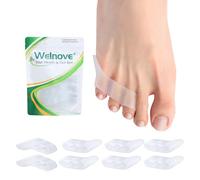 Welnove Gel Pinky Toe Separators 8 Pack, Toe Spacers for Overlapping Toes | Silicone Little Toe Separators for Overlapping, Curled Toes, Reduce Rubbing and Friction (Clear)