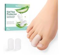 Welnove Gel Toe Cap and Protector - Infused Silicone Toe Covers - Toe Cushions for Pain Relief, Missing or Ingrown Toenails, Corns, Calluses, Blisters (8M, Clear)