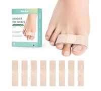 Welnove Hammer Toe Corrector for Women - 8 Pack Reusable Fabric Broken Toe Wraps - Hammer Toe Straightener for Men - Toe Splints for Crooked Toes, Curled Toes, Bent Toes - Beige