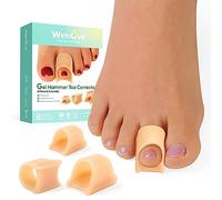 Welnove Hammer Toe Straightener - 6 Pack Toe Splints - Soft Gel Toe Straighteners - Realign Bent, Curled, Crooked, Claw, Hammer Toes - Toe Corrector for Men and Women, 3 Different Sizes(Beige)