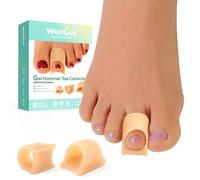 Welnove Hammer Toe Straightener - 6 Pack Toe Splints - Soft Gel Toe Straighteners - Realign Bent, Curled, Crooked, Claw, Hammer Toes - Toe Corrector for Men and Women, Medium(Beige)