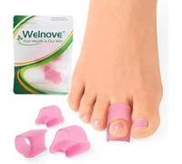 Welnove Hammer Toe Straightener - 6 Pack Toe Splints - Soft Gel Toe Straighteners - Realign Bent, Curled, Crooked, Claw, Hammer Toes - Toe Corrector for Men and Women,3 Different Size(Pink)