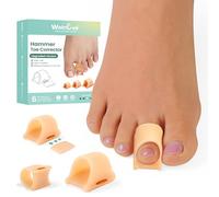 Welnove Hammertoe Corrector - Firm Support for Straightening - 6 Pack Toe Splints - Realign Bent, Curled, Crooked, Claw, Hammer Toes - Toe Corrector for Men and Women, 3 Different Sizes (Beige)
