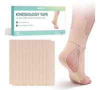 Welnove Kinesiology Tape - 12 Precut Ankle Straps Tapes KT Tapes, Provide Support for Ankle Ligament, Stability to The Target Area, Ankle Strap Support, Breathable K Tape for Daily use - Beige