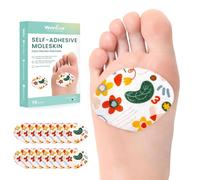 Welnove Moleskin Adhesive Plasters for Feet, Blister Bandages for Feet, Sector-Shaped Design for Ball of Foot, Mole Skin Pads for Blister,Callus,Bunion Prevention, 16 Sheets, Flower Patterned