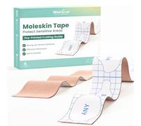 Welnove Moleskin for Blisters & Feet - Ultra-Soft High-Stretch Moleskin Padding with Cut Templates, 5x40cm Customisable Blister Tape for Hiking, Running & Daily Foot Care (6 Sheets)