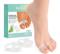 Welnove Pack of 12 Bunion Corrector, Toe Separators with 2 Loops, Big Toe Space Suitable for Bunion and Overlap Toe (Clear)