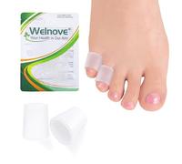 Welnove Pinky Toe Protectors - 12-Pack Aloe Vera Infused Silicone Toe Sleeve Toe Covers for Corns, Calluses - Gel Protector Toe Cushions for Pain Relief (Clear)