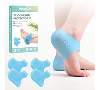 Welnove Silicone Heel Protectors for Shoes - 4 Pcs Gel Heel Cups with Tea Tree Extract for Women Men - Shoe Cushion Inserts Pads for Plantar Fasciitis, Spur, Dry Cracked Heels,Blister, Size L