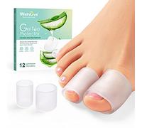 Welnove Toe Protectors - 12-Pack Aloe Vera Infused Silicone Toe Sleeve Toe Covers for Corns, Calluses - Gel Protector Toe Cushions for Pain Relief (Clear)