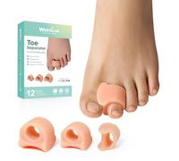 Welnove Toe Separator for Overlapping Toes - Toe Spacers for Bunions - Toe Corrector for Hammer Toes, Realign Crooked Toes - Preventing Rubbing Relieve Pressure -(3 Size, 6 Pack, Beige)