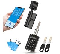 WELOCK Smart Door Lock,5-in-1 Electronic Euro Cylinder Keypad,Unlock with RFID Card,Password,WiFi Keyless Entry Lock for Bedroom,Office,Airbnb,Black Knob for 50-90mm Doors