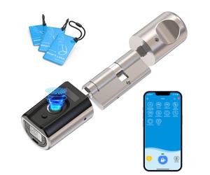 WELOCK Touch41 Fingerprint Door Lock,5-in-1 Smart Euro Cylinder,RFID Card & Bluetooth Electronic Door Lock,Alexa Compatible,IP65 Keyless Security Smart Lock,Fit for 50-100mm Home Door
