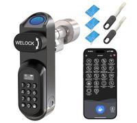 WELOCK U81 Fingerprint Code Door Lock with Key, Electronic Door Lock Front Door with App and Card, Biometrics Smart Lock with Temporary Password, Keyless Entry, Adjustable for 50-90mm EU Profile Door