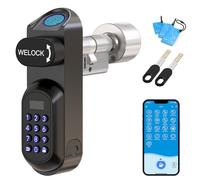 WELOCK U81 Smart Door Lock,6-in-1 Fingerprint Biometric Lock with App Control, RFID Card and Keypad Entry for 50-95mm British Doors, Weatherproof Security Lock
