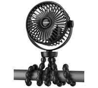welodorir Portable Pram Fan Rechargeable Small Personal Mini USB Clip on Fan with Flexible Tripod 3 Speed 360° Rotate Handheld Desk Fans for Stroller Car Seat Crib Travel Outdoor (Black)
