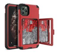 WeLoveCase for iPhone 11 Pro Wallet Case with Card Holder, Built-in Hidden Mirror, with Shockproof Heavy Duty Protection Phone Case for iPhone 11 Pro, 5.8", Red