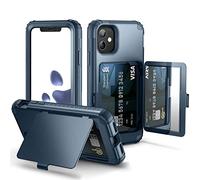 WeLoveCase iPhone 11 Wallet Case for Women Defender Credit Card Holder Cover with Hidden Mirror Three Layer Shockproof Heavy Duty Protection All-Round Protective Case for iPhone 11 Blue