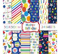Welpurch 24 Sheets Scrapbook Paper, 12 Designs Craft Paper Double-Sided Papermania Folded Flat for Card Making Scrapbook Photo Album Decor, 12x12'' (A)