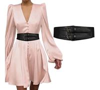 WELROG Elastic Waist Belt for Women - 6 cm Wide Belt for Dress, Shirts Stretchy Coat Belt with Golden Hook Buckle (74.5 cm(for waist size 71.5-114 cm), Black)