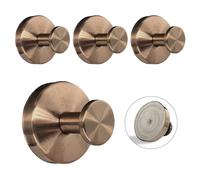 Welsa Suction Cup Hooks for Shower - Stainless Steel, Strong Suction, No Drill, Removable Hanger - Tile Bathroom Kitchen Wall, Glass Door, Mirror Hook Hanging Robe, Towel Holder (4 Pack, Bronze)