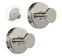 Welsa Suction Cup Hooks for Shower - Stainless Steel, Strong Suction, No Drill, Removable Hanger - Tile Bathroom Kitchen Wall, Glass Door, Mirror Hook Hanging Robe, Towel Holder (2 Pack, Chrome)