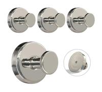 Welsa Suction Cup Hooks for Shower - Stainless Steel, Strong Suction, No Drill, Removable Hanger - Tile Bathroom Kitchen Wall, Glass Door, Mirror Hook Hanging Robe, Towel Holder (4 Pack, Chrome)