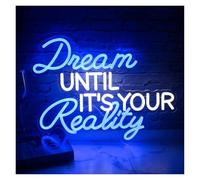 WELSAA Hanging Art Neon Signs Dream Until It's Your Reality Neon Sign USB Powered LED Light for Living Room Bedroom Dorm Bar Office Club Wall Decor 40cm×29.8cm
