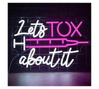 WELSAA Hanging Art Neon Signs Let's Tox About It Neon Sign Letter for Wall Decor LED Light for Injection Beauty Cosmetic Surgery Office