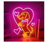 WELSAA Hanging Art Neon Signs Love Dachshund Neon Wall Lights Room Decoration for Home Bedroom Bar Pet Shop Club Party 42x31.6cm