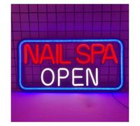 WELSAA Hanging Art Neon Signs Nail Spa Open Neon Sign For Business Signboard Bar Restaurant Party Nail Barber Shop Decoration USB Powered Lamp 30cmx15.7cm