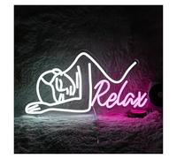 WELSAA Hanging Art Neon Signs Relax Neon Sign White Pink Lady LED Wall Decor Light USB Powered for Bedroom Living Room Beauty Salon Massage Shop Ladies Room 42.5cm×22cm