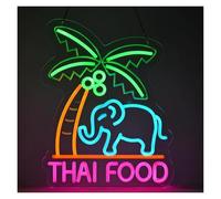 WELSAA Hanging Art Neon Signs Thai Food Neon Sign USB Powered Dimmable Neon Light for Shop Signage Restaurant Wall Decoration 27.3cm×35cm