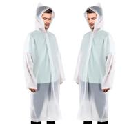 welsberg 2 Pack Raincoats for Men Women, Unisex Rain Poncho with Hood and Sleeves, Reusable Waterproof Rainwear for Hiking, Camping, Outdoor Festival, Concert, transparent, one size
