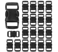 welsberg 20 Pcs Set Mini Plastic Snap Buckles for 3/8” Straps, 1.1x0.6x0.2 inches Clip Fasteners for Dog or Cat Collars, Paracord Bracelets, Drawstrings, Braiding, Backpack Luggage Straps, Black