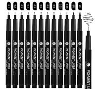 welsberg Pigment Liner Set with 12 Line Widths, Fineliner Pens, Black Pigment Ink, Felt Tip Pens, Waterproof Pens for Artists, Illustration, Sketching, Technical Drawing