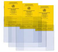 Welsberg Set of 3 Vaccination Certificate with Protective Cover - Internationally Recognized Vaccination Certificate (DE/EN/FR) According to WHO/RKI Standards, Edition 2021 Includes 3 Transparent ID
