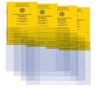 Welsberg Set of 4 Vaccination Certificates and 4 Protective Covers Transparent for International Vaccination Book, Waterproof Case, Yellow Book Holder